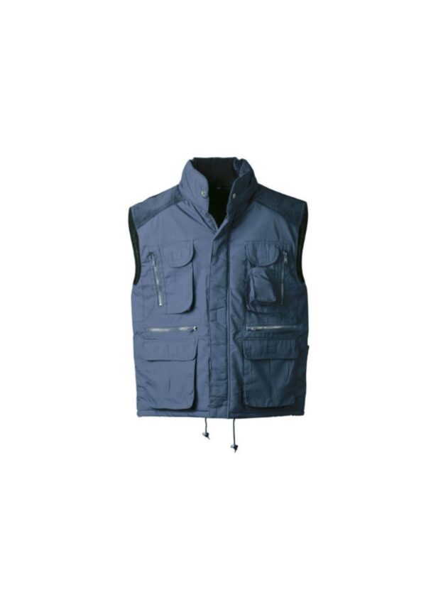 GILET HOMME MATELASSE MULTIPOCHES CONFORT. POLYESTER / COTON, 220 G/M² - TM A XXL - MARINE - DESTOCKAGE "NOUS CONSULTER"