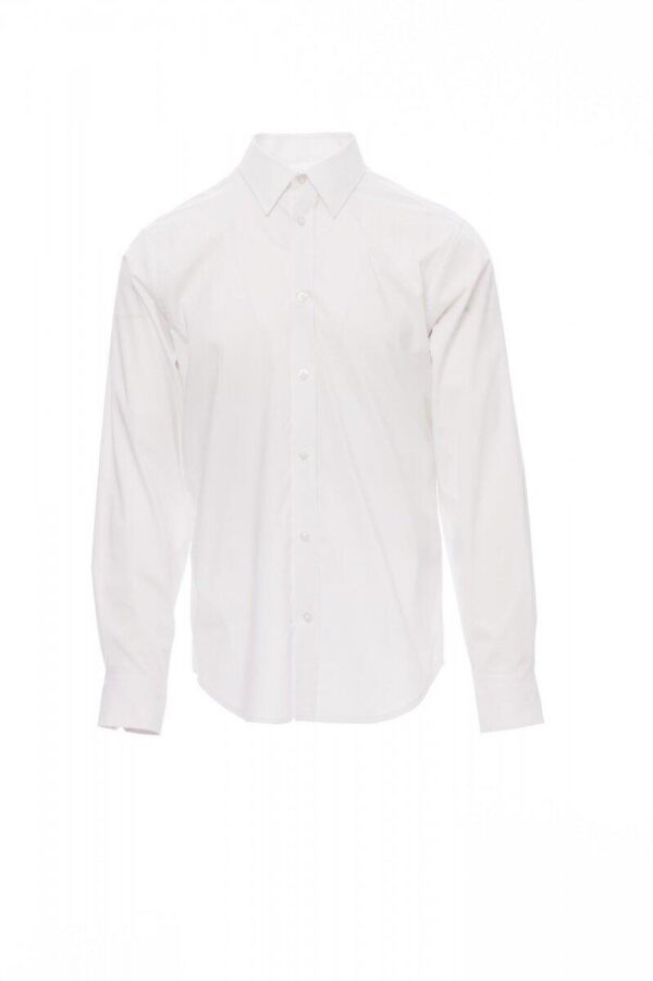 CHEMISE HOMME 65% POLYESTER 32% COTON 3% ÉLASTHANNE - COUPE LEGEREMENT CINTREE - TAILLE XS A 5XL - BLANC -
