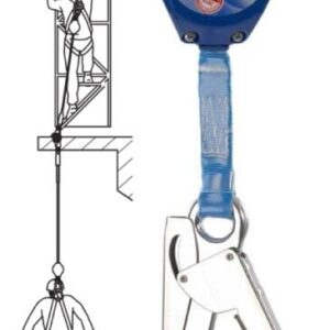 "ANTICHUTE A RAPPEL AUTOMATIQUE DE SANGLE, LONGUEUR 2,8 M, « UTILISABLE EN FACTEUR 2 + ARÊTE VIVE » AVEC TEMOIN DE CHUTE.