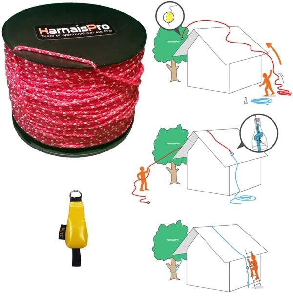 BOBINE DE 100M DE CORDELETTE DIAM 2MM EN POLYESTER TRESSEE.POUR UTILISATION DU SAC A LANCER PASSCORD - CORDELINE 100- HARNAISPRO.