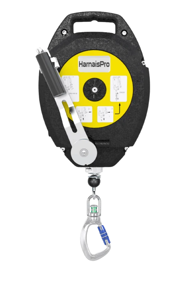 ANTICHUTE A RAPPEL AUTOMATIQUE DE CABLE DE 25 M AVEC TREUIL DE SAUVETAGE POUR HPTM9, HPTM13, HPTM1 ET HPLAD001 (CATEC). HARNAISPRO.