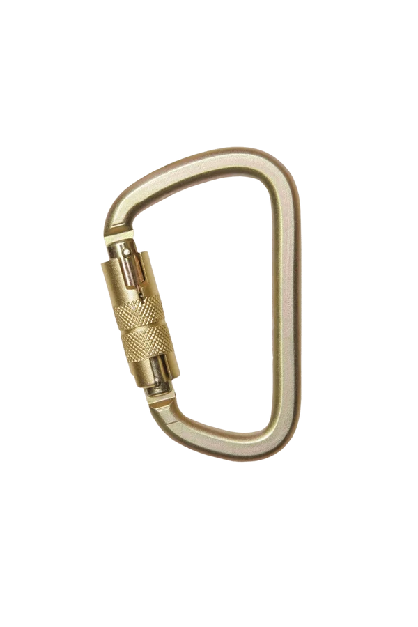 MOUSQUETON ACIER FORME D. MOUSQUETON EN D 1/4 DE TOUR DOUBLE ACTION HARNAISPRO.