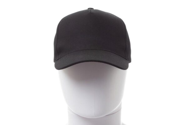 Casquette unisexe 5 panneaux, en twill de coton brossé, avec visière pré-incurvée, boutonnières brodées et fermeture réglable avec velcro - NOIR