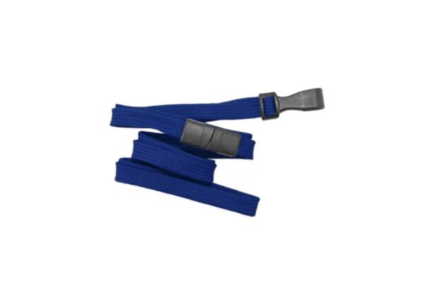 Cordon Breakaway avec attache anti-étranglement et attache plastique pour portes-badges. Polypropylène tubulaire. Couleurs BLEU. 914x10mm.