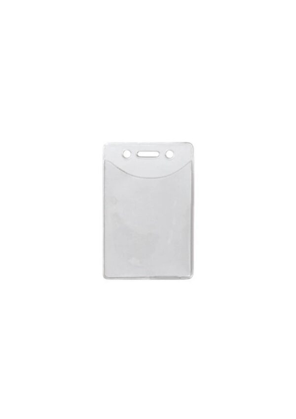 Porte-badge souple vertical avec transfert anti-marquage. Dimensions de l'insert : 60 x 86 mm.