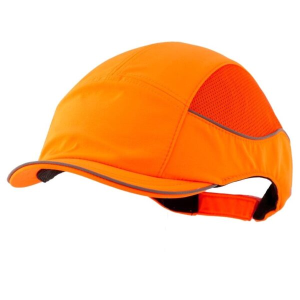 CASQUETTE DE SÉCURITÉ AÉRÉE ORANGE HAUTE VISIBILITÉ, VISIÈRE DE 3CM COQUE ABS NORME EN812