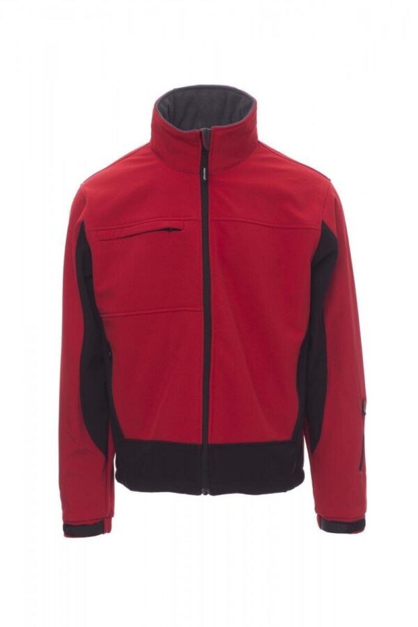 BLOUSON TECH-LINE UNISEXE BICOLORE SOFTSHELL 330. POLYESTER / ELASTHANNE / POLAIRE / MEMBRANE TPU, 330 G/M² - TXS A 3XL - ROUGE/NOIR