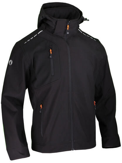VESTE SOFTSHELL A CAPUCHE 94% POLYESTER 6% ELASTHANE 300GR TAILLE S A 4XL - COLORIS BRONZE ET NOIR