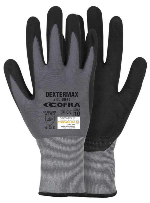 GANT PRECISION, MANUTENTION MOYENNE ET GRASSE, POLYAMIDE TRICOTE 1 PIECE JAUGE 13 ENDUCTION MOUSSE PU / NITRILE NOIR, T6 A 11