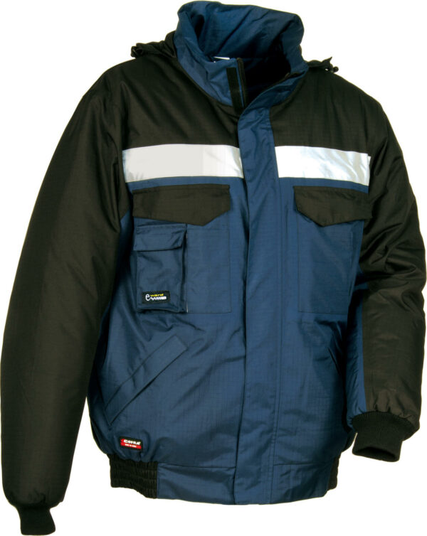 BLOUSON RIPSTOP WINTER WORKWEAR REFLECT. 100% POLYESTER, 375 G/M². EN ISO 13688 + EN 343 CL3.1. TS À 4XL - MARINE/NOIR