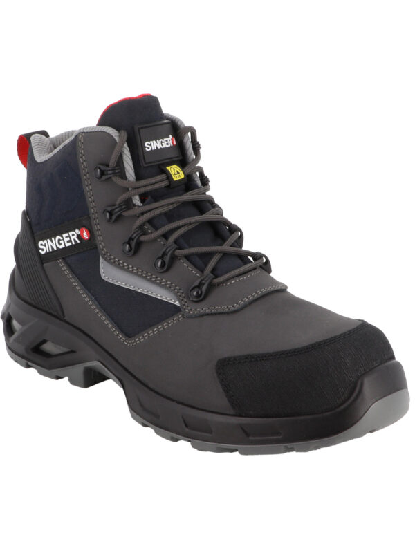 CHAUSSURE HAUTE DE SECURITE AMAGNETIQUE TIGE CUIR HYDROFUGE ESD S3S FO SR LG CI - 39/47 - GRIS/NOIR