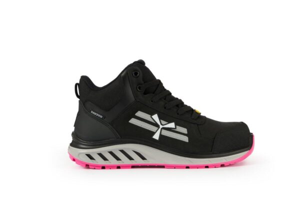 CHAUSSURE DE SÉCURITÉ HAUTE S3S SR FO ESD - TIGE EN CUIR NUBUCK - 35/4 - NOIR/ROSE