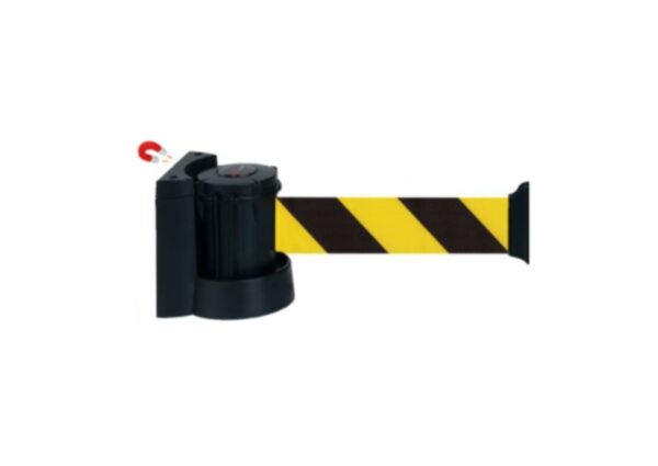 SANGLE ÉTIRABLE JAUNE-NOIR, MAGNETIQUE 5 METRES