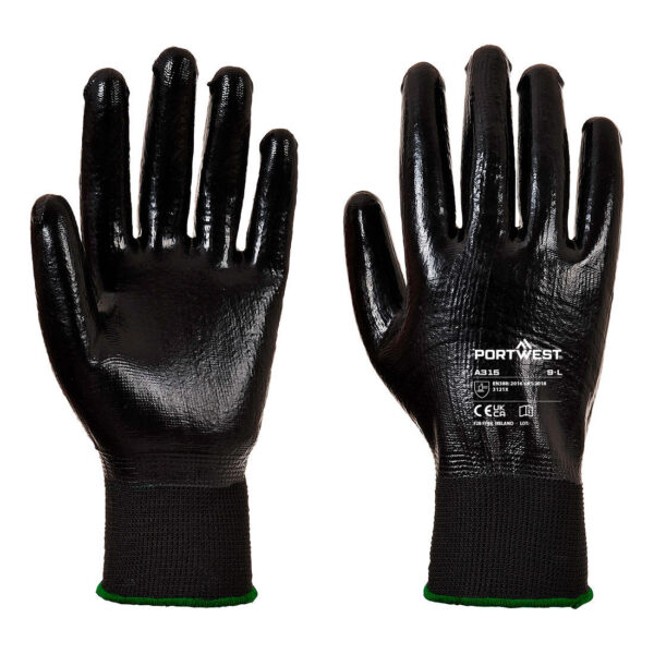 GANT PRECISION, MANUTENTION MOYENNE ET GRASSE, POLYAMIDE TRICOTE 1 PIECE JAUGE 13 TOUT ENDUIT NITRILE NOIR, T7 A 10
