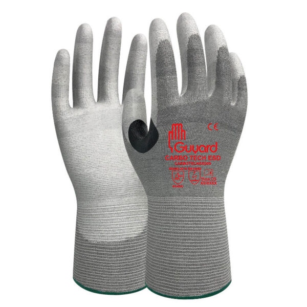 GANT DE PRÉCISION POLYÉTHYLENE HAUTE DENSITÉ, JAUGE 18, ENDUCTION PAUME PU BLANC, RENFORT POUCE/INDEX, TACTILE - 3X42C - EN 16350 (ESD) - T6 A 12