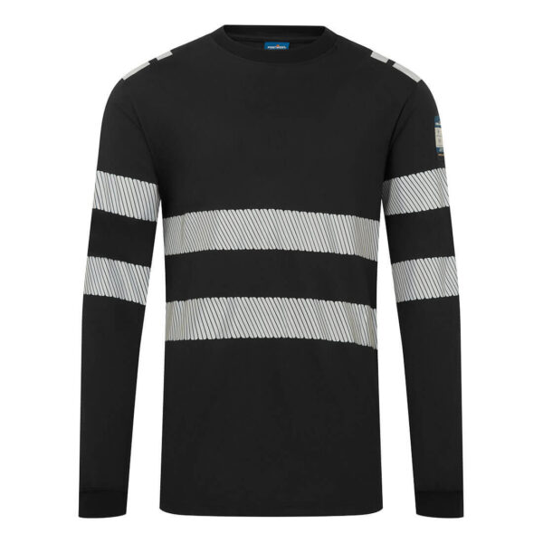 TEE SHIRT MANCHES LONGUES MODAFLAME HV COLORIS MARINE - TAILLE S A 3XL - 60% Modacrylique, 39% Coton,1% fibre de Carbone 200g - Convient pour être porté dans un environnement ATEX