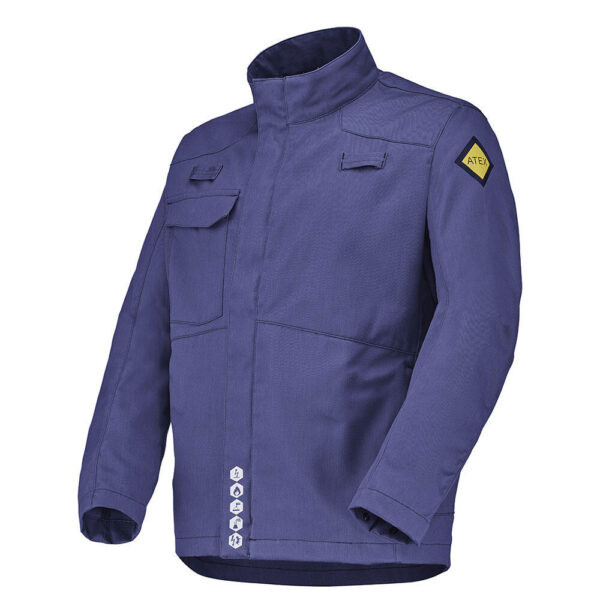 BLOUSON DE TRAVAIL ATEX - 74% COTON 25% POLYESTER 1% FIBRE ANTISTATIQUE 320 GR/M² - T0 (36/38) A T6 (60/62) - BLEU MARINE