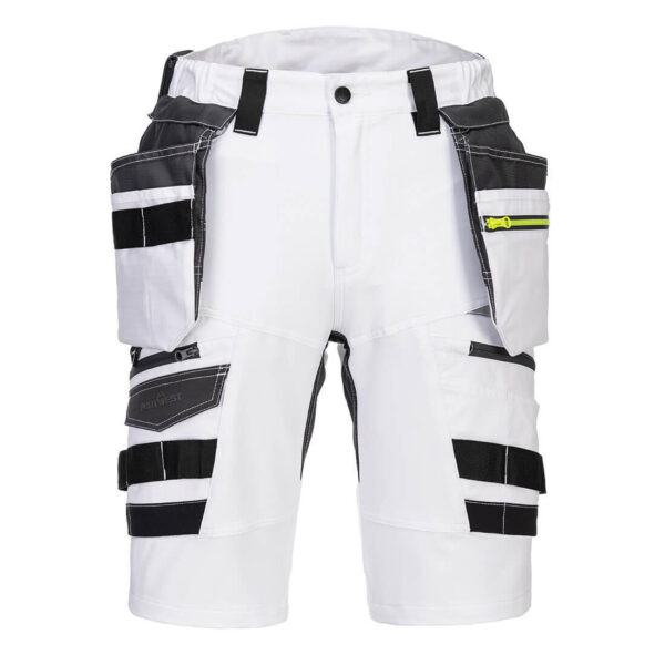 BERMUDA DE TRAVAIL MULTIPICHES, POCHES HOLSTER AMOVIBLES - T34 A 58 - BLANC
