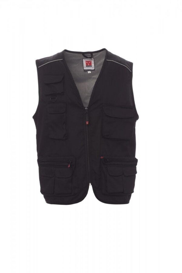 GILET UNISEXE BADGE SYSTEM UNI. POLYESTER / COTON 190 G/M². EN ISO 13688. TS à 5XL - NOIR