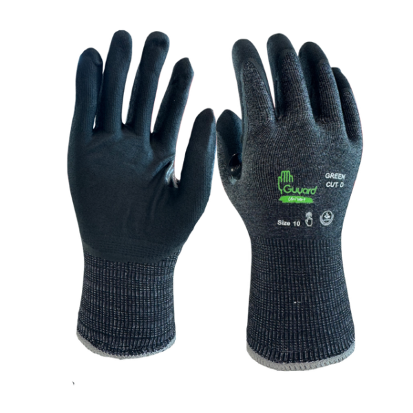 GANT ANTI COUPURE 4X43D, SANS COUTURE, RENFORT POUCE INDEX, JAUGE 18, REVÊTEMENT MICRO MOUSSE DE NITRILE NOIR PAUME - T7 A 12