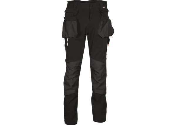 PANTALON TECHSHELL HOLSTER WORKWEAR. 94% NYLON / 6% ELASTHANNE, 250 g/m². EN ISO 13688 (EN 14404 - NIVEAU 1 / TYPE 2). T38 À 58 - NOIR