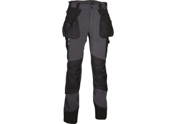 PANTALON TECHSHELL HOLSTER WORKWEAR. 94% NYLON / 6% ELASTHANNE, 250 g/m². EN ISO 13688 (EN 14404 - NIVEAU 1 / TYPE 2). T38 À 58 - GRIS FONCE