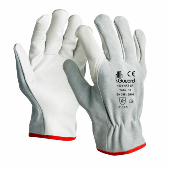 GANT MAÎTRISE POLYVALENT PAUME FLEUR DE BOVIN DOS CROÛTE SERRAGE ÉLASTIQUE T8 A 11