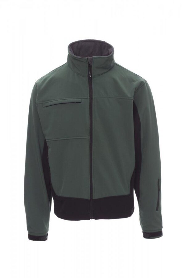 BLOUSON TECH-LINE UNISEXE BICOLORE SOFTSHELL 330. POLYESTER / ELASTHANNE / POLAIRE / MEMBRANE TPU, 330 G/M² - TXS A 3XL - VERT/NOIR