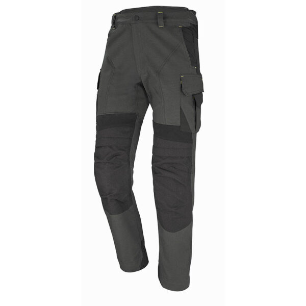 PANTALON HOMME WORKER 65% COTON / 35% POLYESTER 280 GR, MULTI POCHES ET POCHES GENOUILLÈRES - GRIS CHARBON / NOIR - T36 A 60
