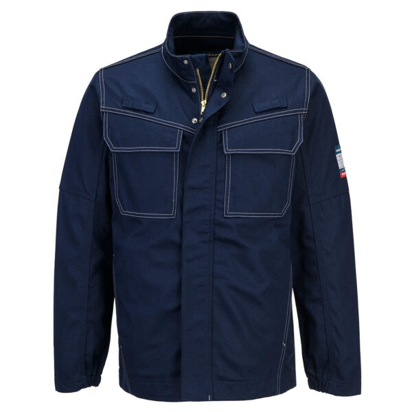 VESTE DE TRAVAIL MULTIRISQUES RESISTANTE AUX FLAMMES 99% COTON / 1% FIBRE DE CARBONE 350GR/M² - TAILLE S A 5XL - MARINE