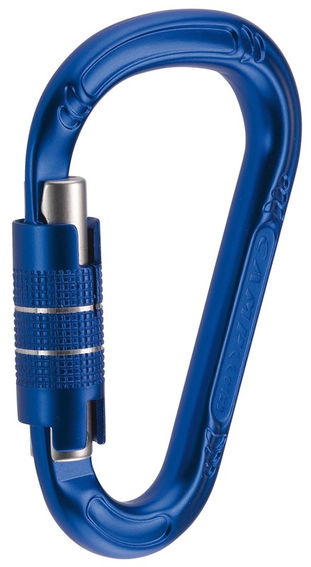MOUSQUETON HMS ALU BLEU "POIRE" 1/4 DE TOUR, OUV 23 MM, BET LOCK, 24 kN, EN362.
