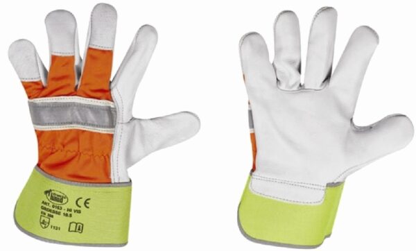 GANT DOCKER VOIRIE PAUME FLEUR DE BOVIN MANCHETTE ET DOS TOILE FLUO TU (10)