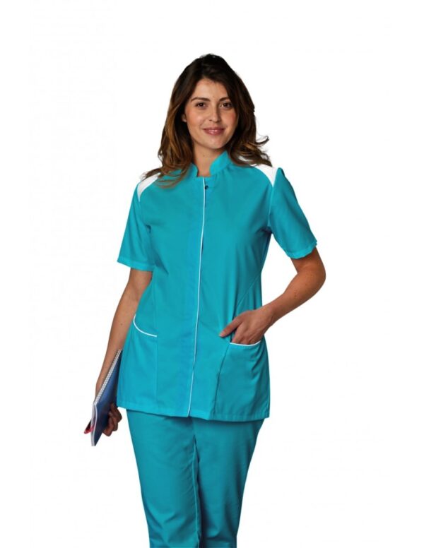 TUNIQUE ADELE. PRESSIONS MANCHES COURTES. UNI POLYESTER / COTON. T0 (36/38) à 6 (60/62) - ATOLL