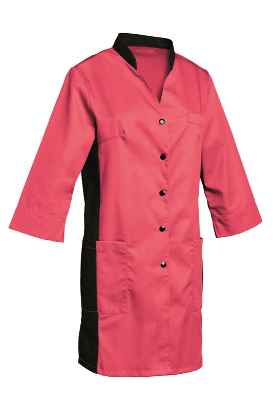 TUNIQUE ALIZEE. PRESSIONS MANCHES 3/4. UNI POLYESTER / COTON. T0 (36/38) à 6 (60/62) - FUSHIA/NOIR