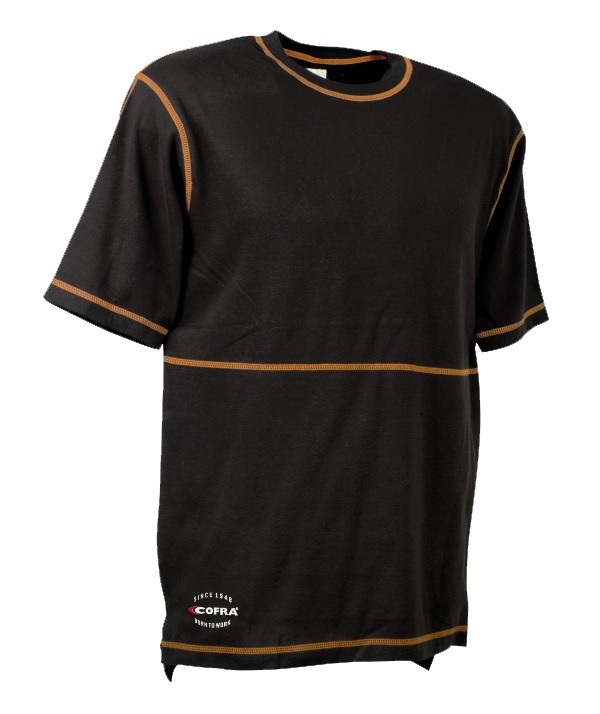 TEE-SHIRT MANCHES COURTES SPANDEX COL ROND WORKWEAR. 95% COTON / 5% SPANDEX, 180 G/M². TS À 4XL - NOIR