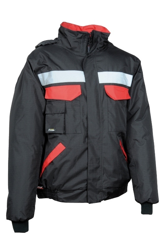 BLOUSON RIPSTOP WINTER WORKWEAR REFLECT. 100% POLYESTER, 375 G/M². EN ISO 13688 + EN 343 CL3.1. TS À 4XL - NOIR/ROUGE