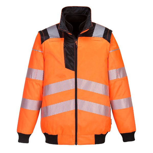 BLOUSON 3 EN 1 HAUTE VISIBILITE FLEXIVISION BICOLORE DEPERLANT. COTON / POLYESTER, 240 G/M². EN ISO 20471 CL3. TS À 3XL - ORANGE/NOIR