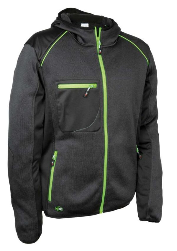 BLOUSON MAILLE TRICOT INSERTS SOFTSHELL ERGOWEAR. MAILLE TRICOT 100% POLYESTER, 400 G/M². EN ISO 13688. TS À 4XL - GRIS/VERT