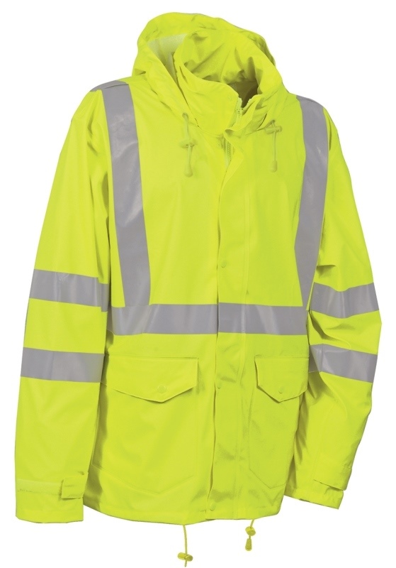 VESTE DE PLUIE HAUTE VISIBILITE SOUPLE, ETANCHE ET RESPIRANT. EN ISO 13688, EN ISO 20471 CLASSE 3, EN 343 CLASSE 3.1. TS À 3XL - JAUNE