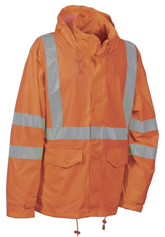 VESTE DE PLUIE HAUTE VISIBILITE SOUPLE, ETANCHE ET RESPIRANT. EN ISO 13688, EN ISO 20471 CLASSE 3, EN 343 CLASSE 3.1. TS À 3XL - ORANGE