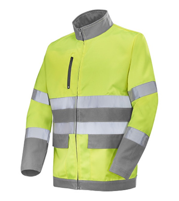 BLOUSON DE TRAVAIL HAUTE VISIBILITE M-LINE. POLYESTER / COTON. EN ISO 13688, EN ISO 20471 CL2. T36/38 À 60/62 - JAUNE/GRIS