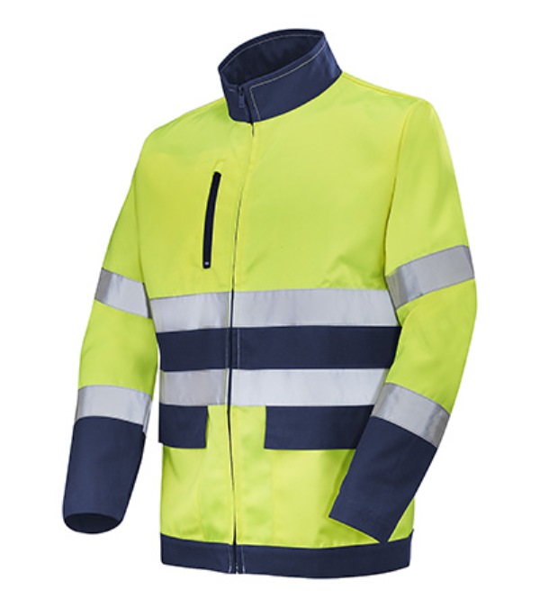 BLOUSON DE TRAVAIL HAUTE VISIBILITE M-LINE. POLYESTER / COTON. EN ISO 13688, EN ISO 20471 CL2. T36/38 À 60/62 - JAUNE/MARINE