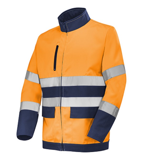 BLOUSON DE TRAVAIL HAUTE VISIBILITE M-LINE. POLYESTER / COTON. EN ISO 13688, EN ISO 20471 CL2. T36/38 À 60/62 - ORANGE/MARINE