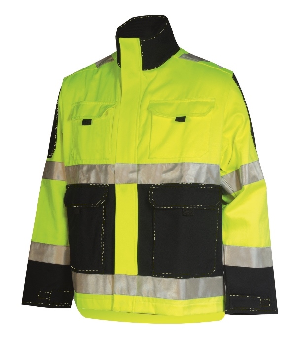 BLOUSON DE TRAVAIL UNISEXE HAUTE VISIBILITE TECH-LINE. COTON / POLYESTER. EN ISO 13688, EN ISO 20471 CL2. T36/38 À 60/62 - JAUNE/MARINE
