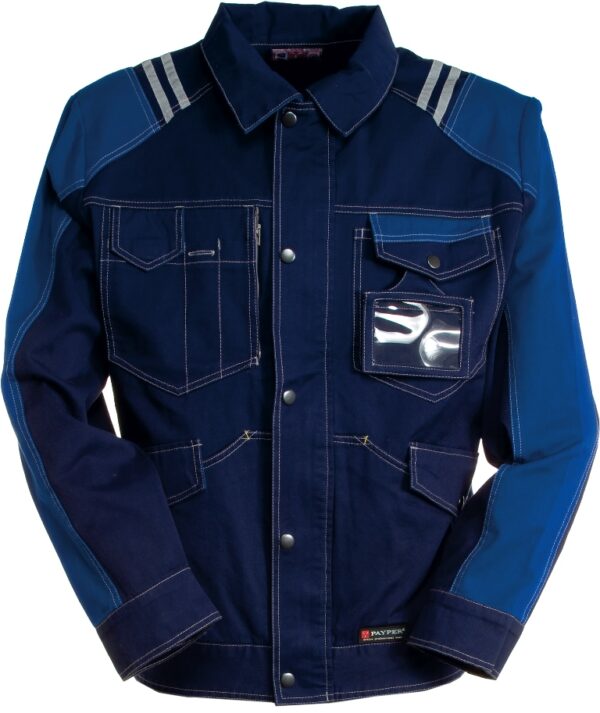 BLOUSON UNISEXE BADGE SYSTEM BICOLORE. 100% COTON TWILL 250 G/M². EN ISO 13688. TXS à 3XL - MARINE/BLEU ROYAL