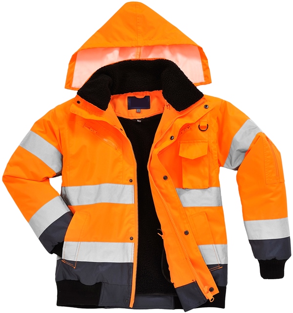 BLOUSON HAUTE VISIBILITE OXFORD MULTIPOCHES 5 EN 1 IMPER/RESPIRANT BICOLORE. EN ISO 13688, EN 13758-2, EN ISO 20471 CL 3, EN 343 CL 3.1. TS À 5XL - ORANGE/MARINE