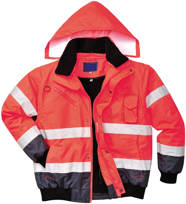 BLOUSON HAUTE VISIBILITE OXFORD MULTIPOCHES 5 EN 1 IMPER/RESPIRANT BICOLORE. EN ISO 13688, EN 13758-2, EN ISO 20471 CL 3, EN 343 CL 3.1. TS À 3XL - ROUGE/MARINE