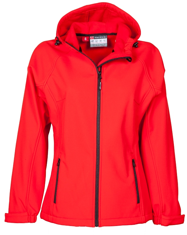 BLOUSON TECH-LINE FEMME EXTREME CONFORT SOFTSHELL A CAPUCHE. NYLON / ELASTHANNE / POLAIRE / MEMBRANE TPU, 320 G/M² - TS A XL - ROUGE