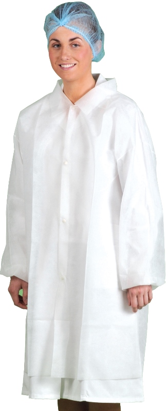 BLOUSE. PRESSIONS MANCHES LONGUES. POLYPROPYLENE. TS A XXL - BLANC - CONDITIONNEMENT DE 200 UNITES A LA TAILLE