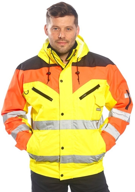 BLOUSON OXFORD HAUTE VISIBILITE FLUOMAX 2 EN 1 ETANTCHE & RESPIRANT. POLYESTER / PU, 190 G/M². EN 13688, EN ISO 20471 CL3, EN 343 CL3.1. TS À 3XL - JAUNE/ORANGE